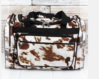 Cow Print Duffle Bag Luggage NGIL Monogram Personalized