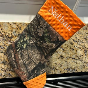 Mossy Oak Camo Christmas Stocking with Minky Trim image 1