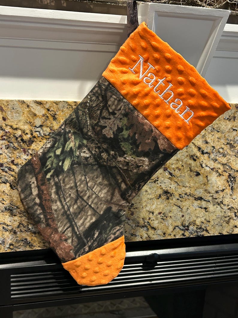 Mossy Oak Camo Christmas Stocking with Minky Trim image 1