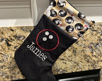 Bowling Christmas Stocking with Choice of name or plain