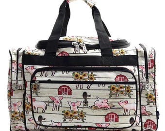 Personalized or Plain Pig on the farm Duffle Bag Luggage NGIL Monogram