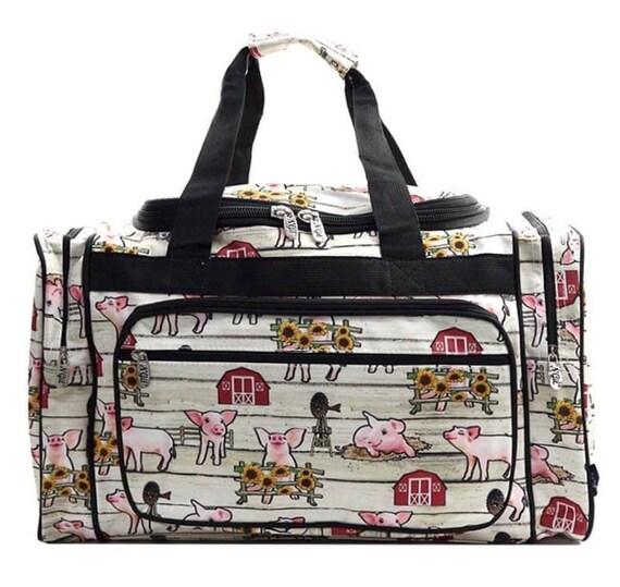 Personalized or Plain Pig on the Farm Duffle Bag Luggage NGIL Monogram Etsy