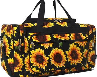 Sunflower with Black Background Duffle Bag Luggage NGIL Monogram Personalized
