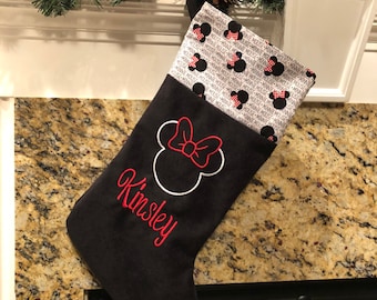 Minnie inspired Christmas Stocking with Choice of name or plain copy