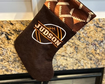 Football Christmas Stocking with Choice of name and thread color