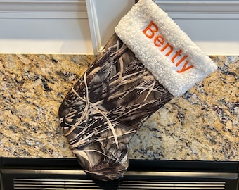 Realtree Max 4 Camo Christmas Stocking with name on fur