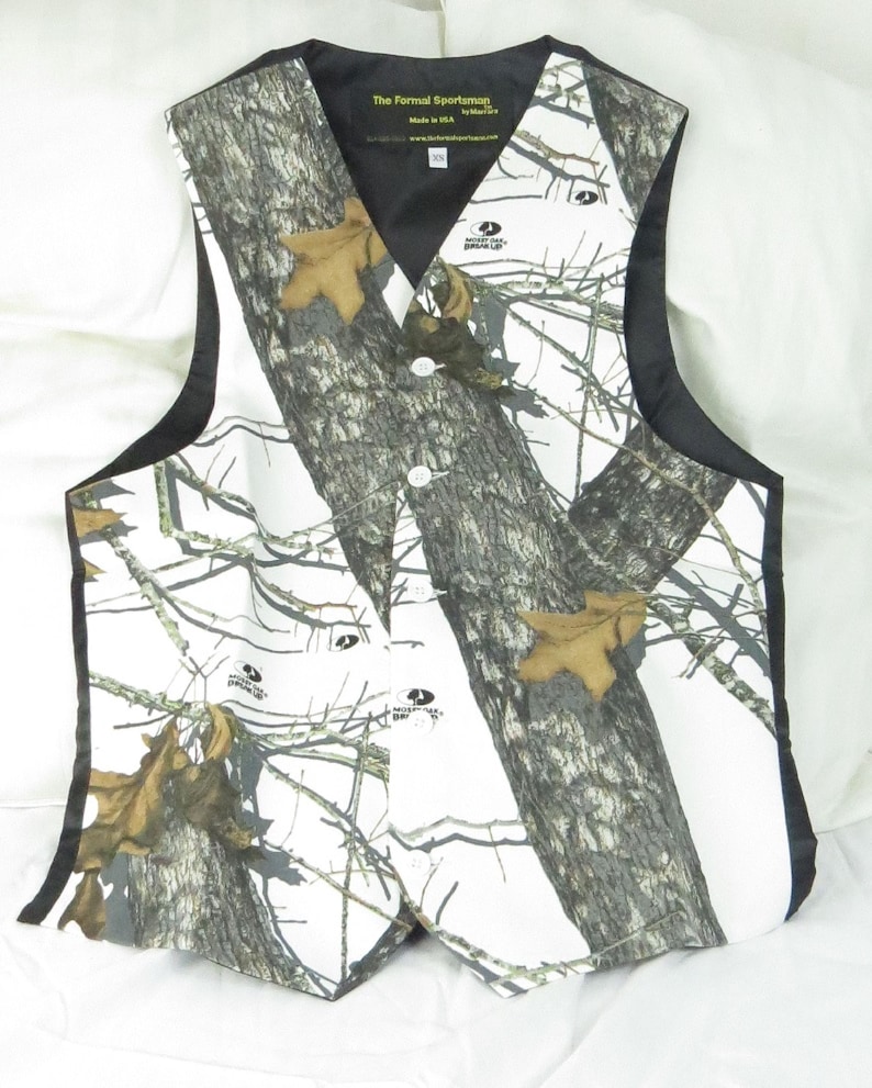 Officially Licensed Mossy Oak Winter Break Up Camoflauge Full Back Vest with waist adjuster bild 3