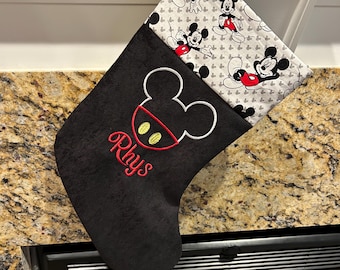 Mickey Inspired Christmas Stocking with Choice of name or Plain