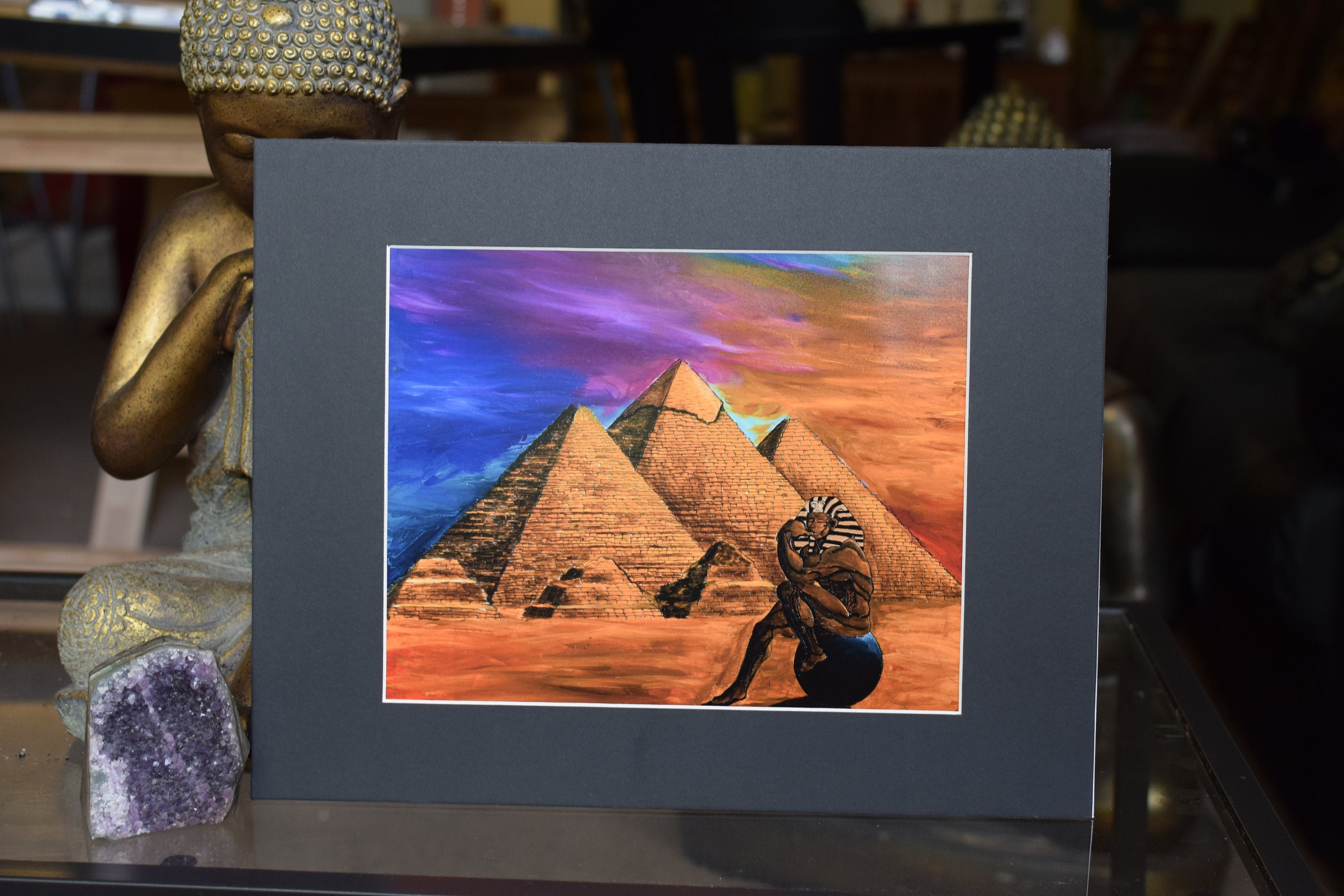Original Pharaoh Pyramid Metaphysical art print 8 x 10 print with 11 x