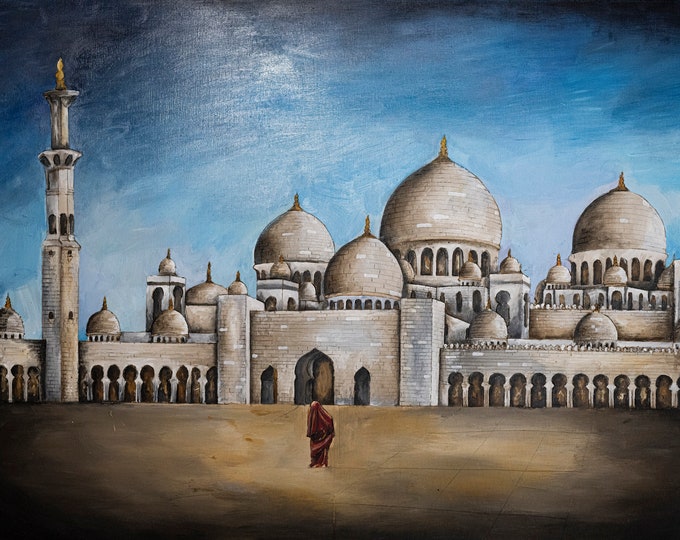 White Mosque/ Spiritual Seeker Original Art Print