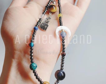 Crystal Phone Charm Wristlet Solar System Beaded Phone Strap, Gemstone Planets Protection, Lucky Blessing Healing Gift for her