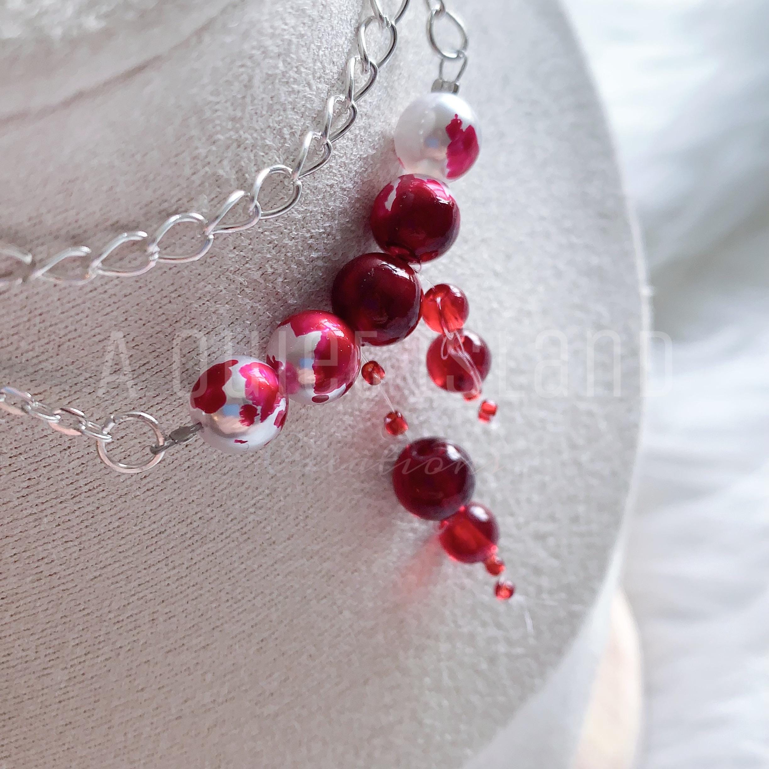 WEITAPYT Blutige Perlenkette Halloween - Gothic Bluttropfen Halskette Vampir Accessoire