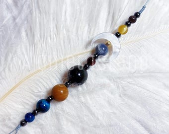 Crystal phone charm solar system beaded phone charm, gemstone planets, mercury venus moon earth mars jupiter saturn uranus neptune