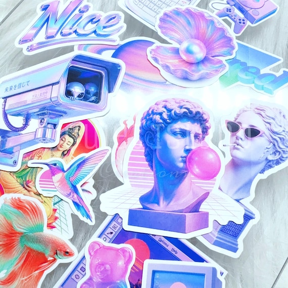 Vaporwave Stickers | Water Resistant Decals for Laptop and Journal