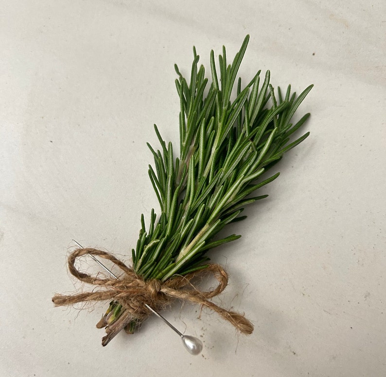 Fresh Rosemary Boutonnière Wedding, Groom, Groom's Men, Best Man image 3