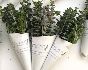 Mini Eucalyptus Bouquet with Lavender or Rosemary | Silver Leaf Mountain Gum Eucalyptus, Aromatherapy, Tablescape