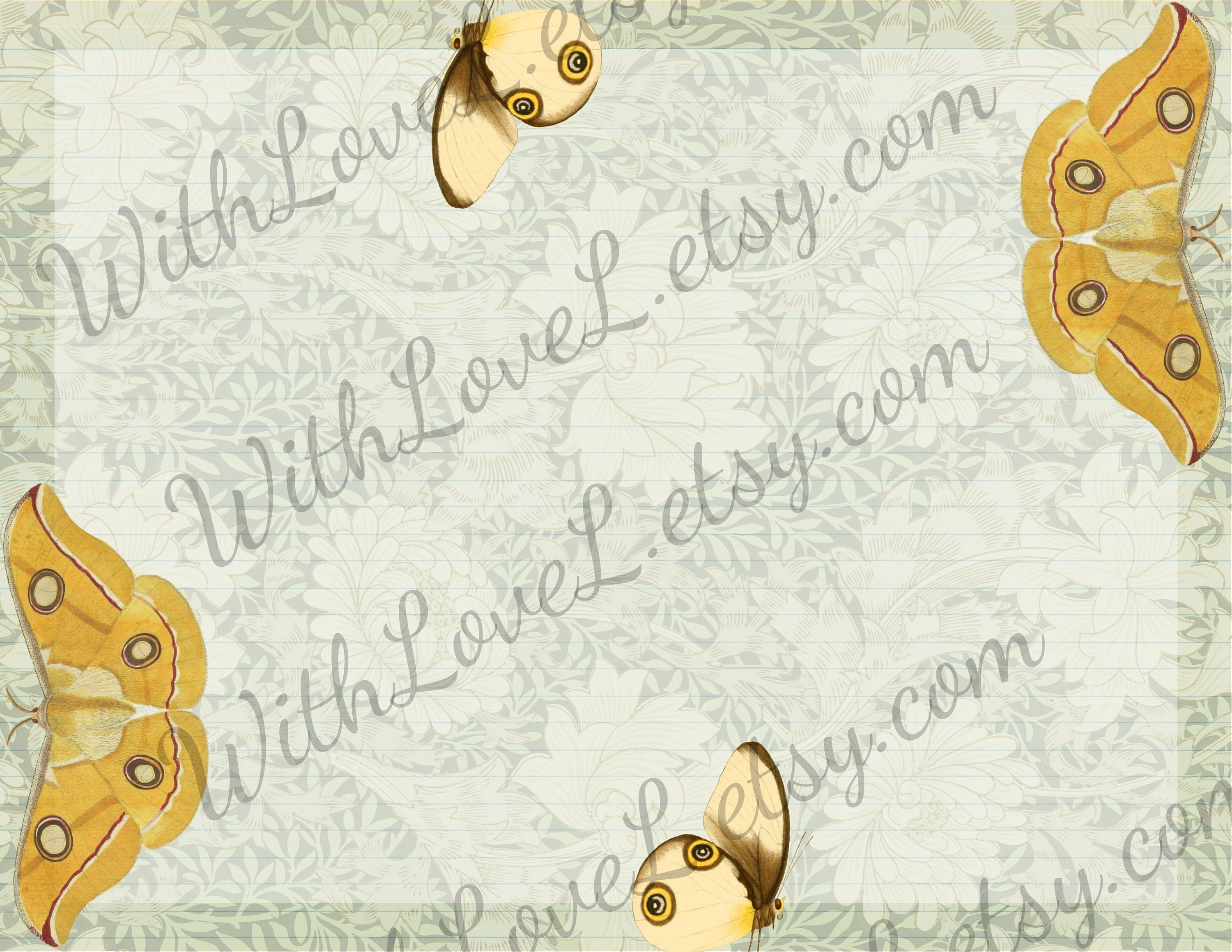 Moths Digital Junk Journal Writing Paper Pack | Vintage Nature ...