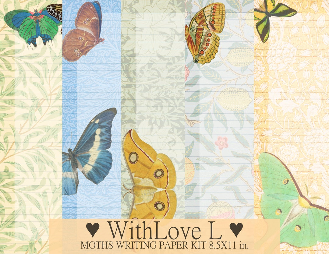 Moths Digital Junk Journal Writing Paper Pack | Vintage Nature ...