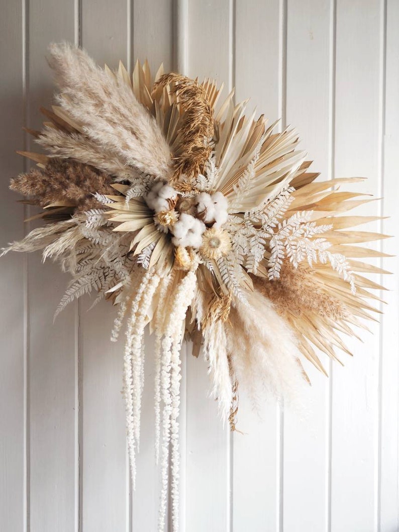 Flower Cloud Dried Pampas Palm Leaf Wall Hanging Cloud Etsy Ireland