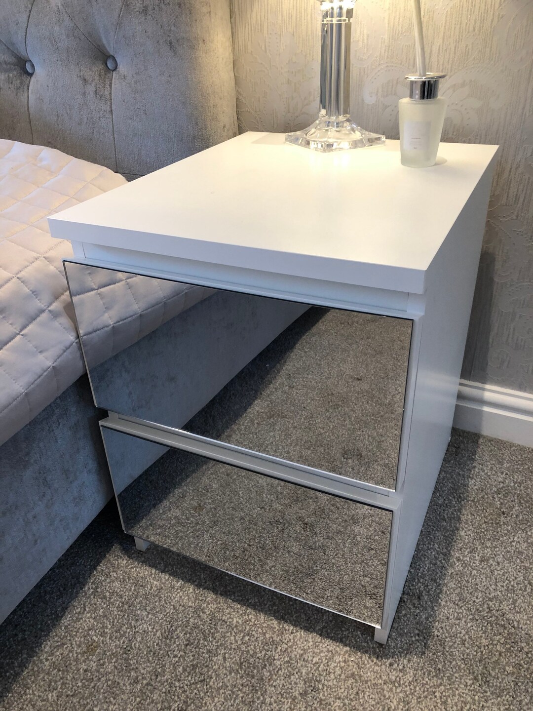 Mirrored Furniture Mirror Panel Overlays IKEA Furniture Peel and Stick