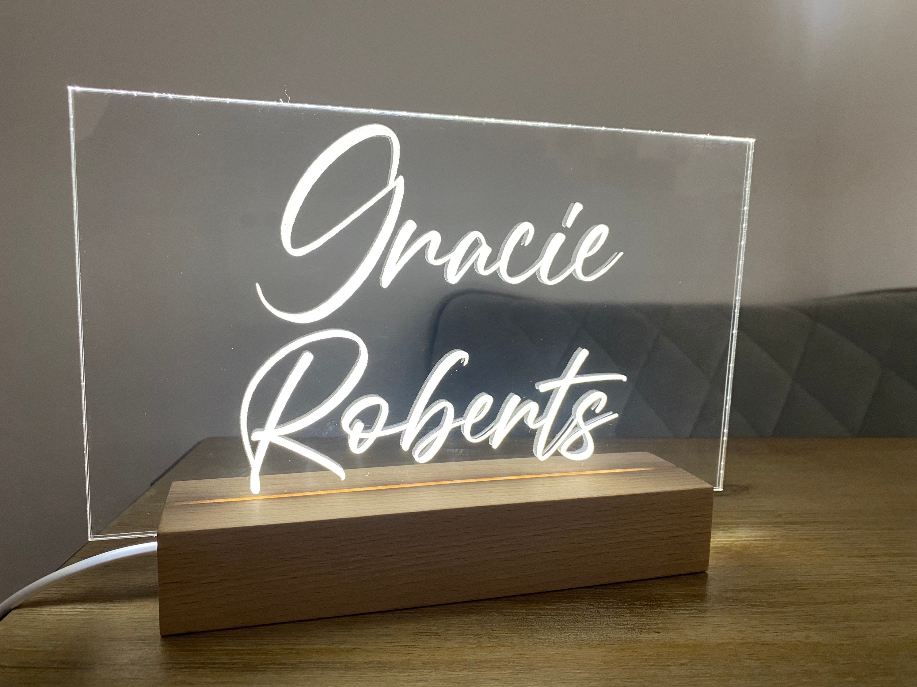Personalised LED Name sign Custom engraved light up plaque Etsy