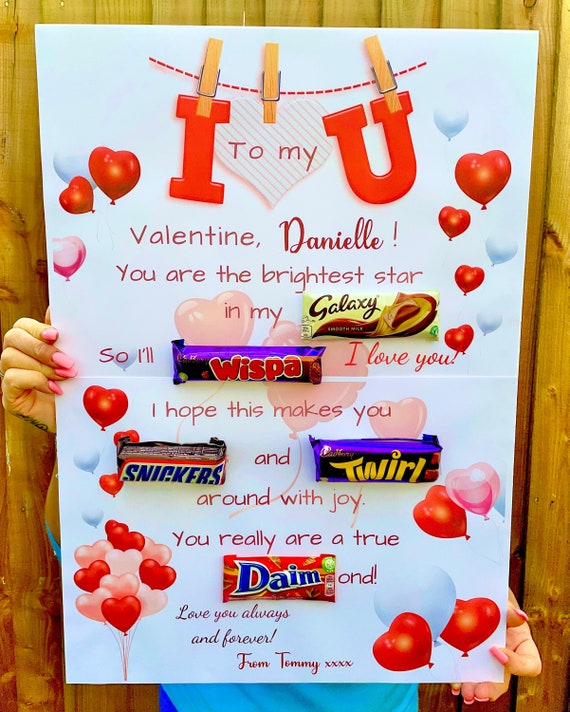 XL Personalised Valentines Chocolate Message Board Valentines Gifts for Her Valentines  Gifts for Him Chocolate Board 