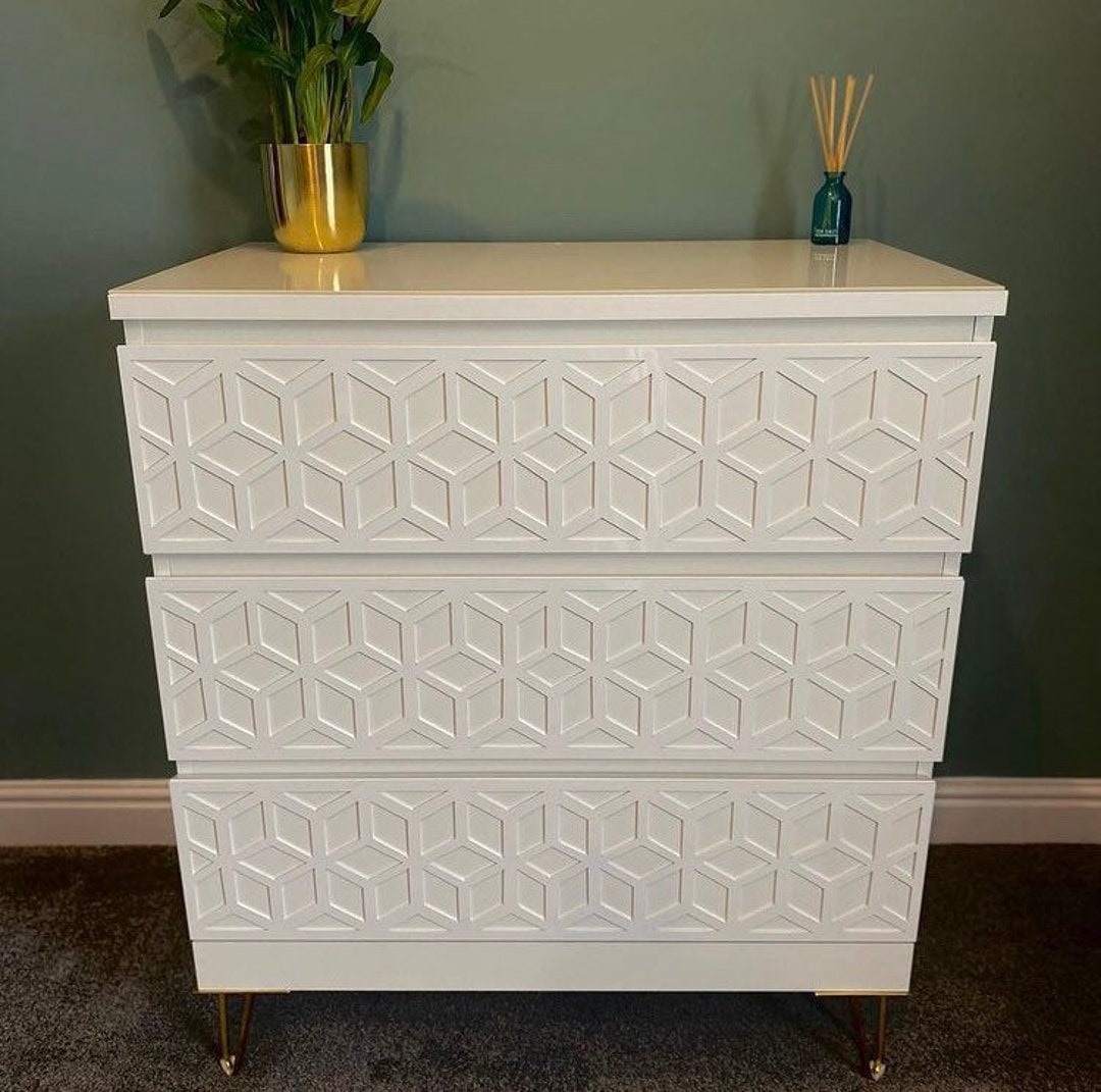 Malm Kit Furniture Overlay Geometric Furniture Decor Drawer Front