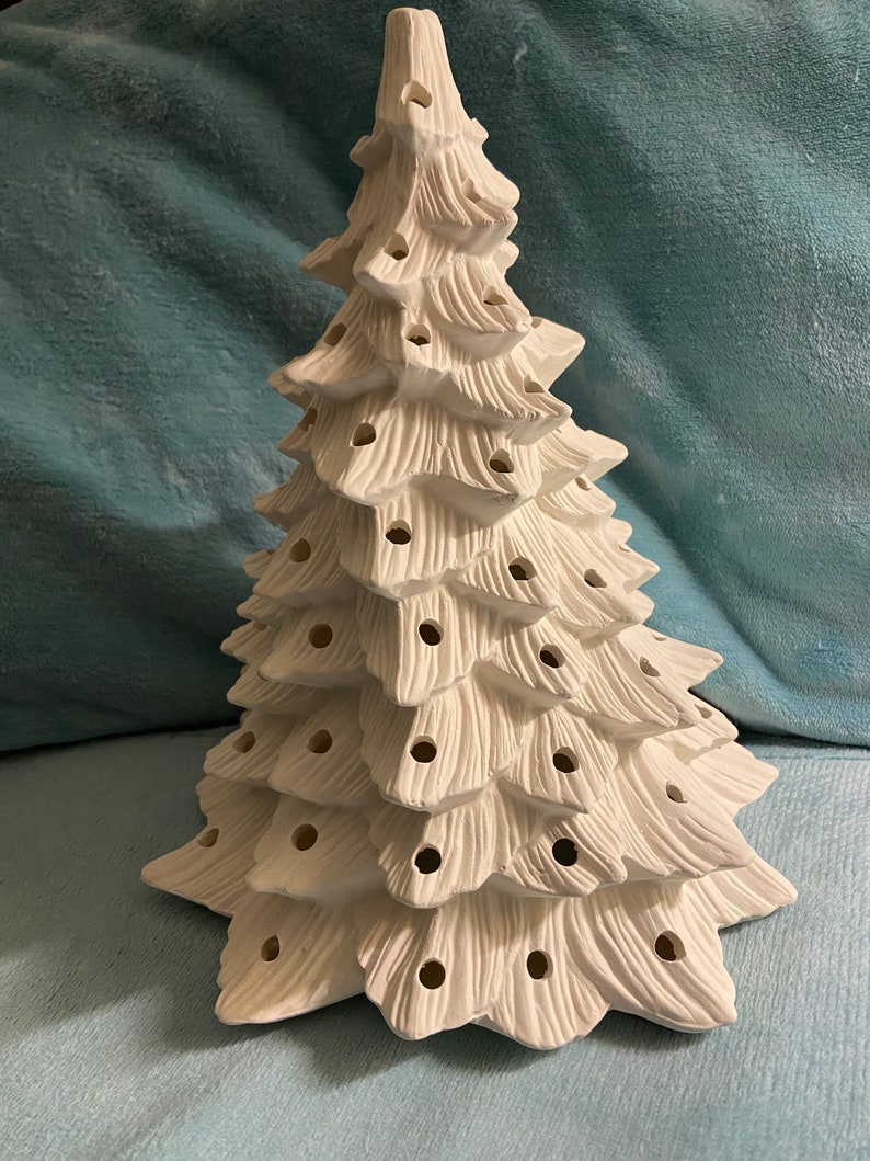 Christmas Tree With Cross Ceramic Bisque Ready To Paint