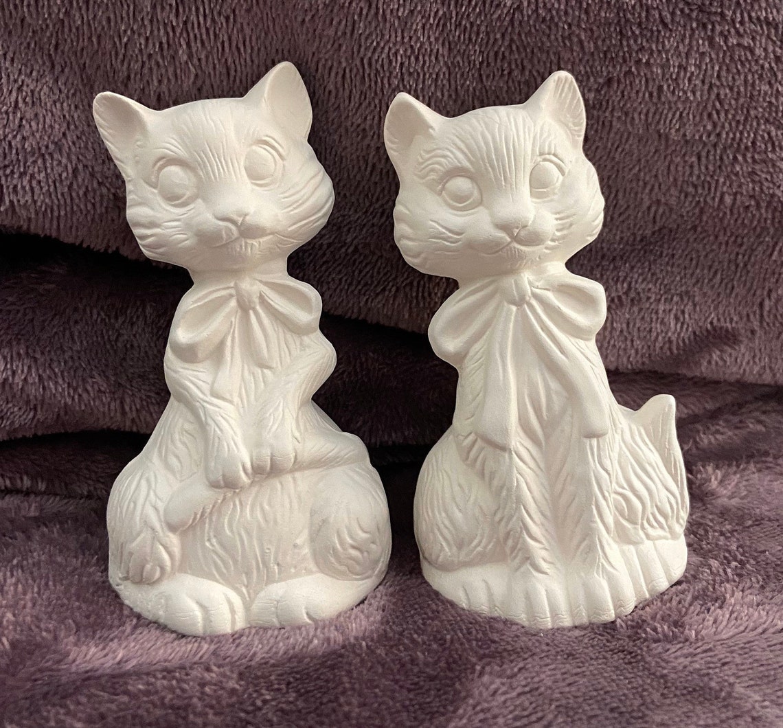 Ceramic Bisque Ready to Paint Set of Two Cats Etsy