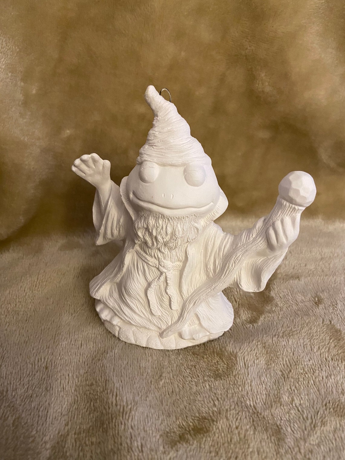 Ceramic bisque frog wizard ornament ready to paint Etsy