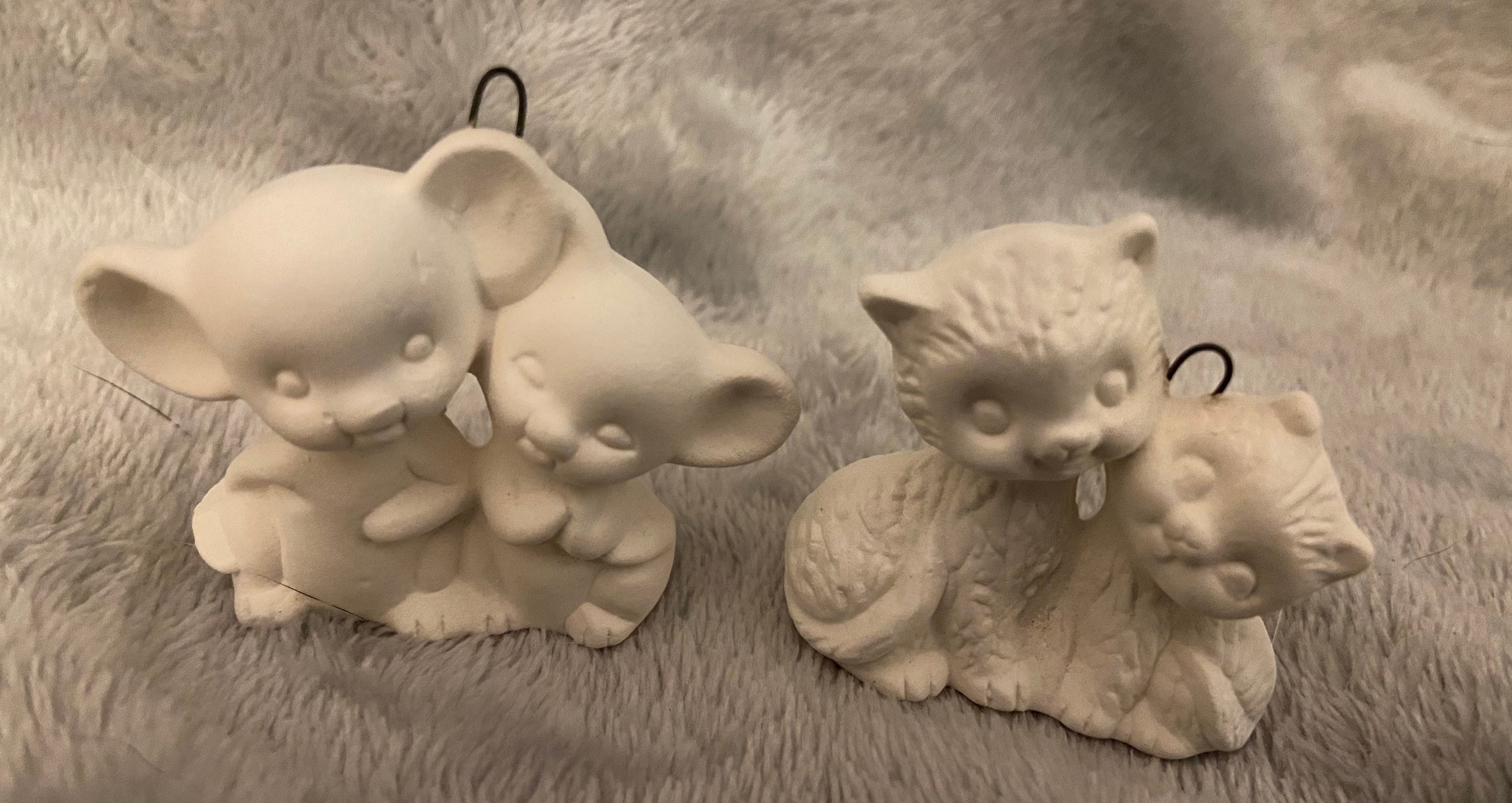 Ceramic bisque animal ornament set of 8 ready to paint Etsy