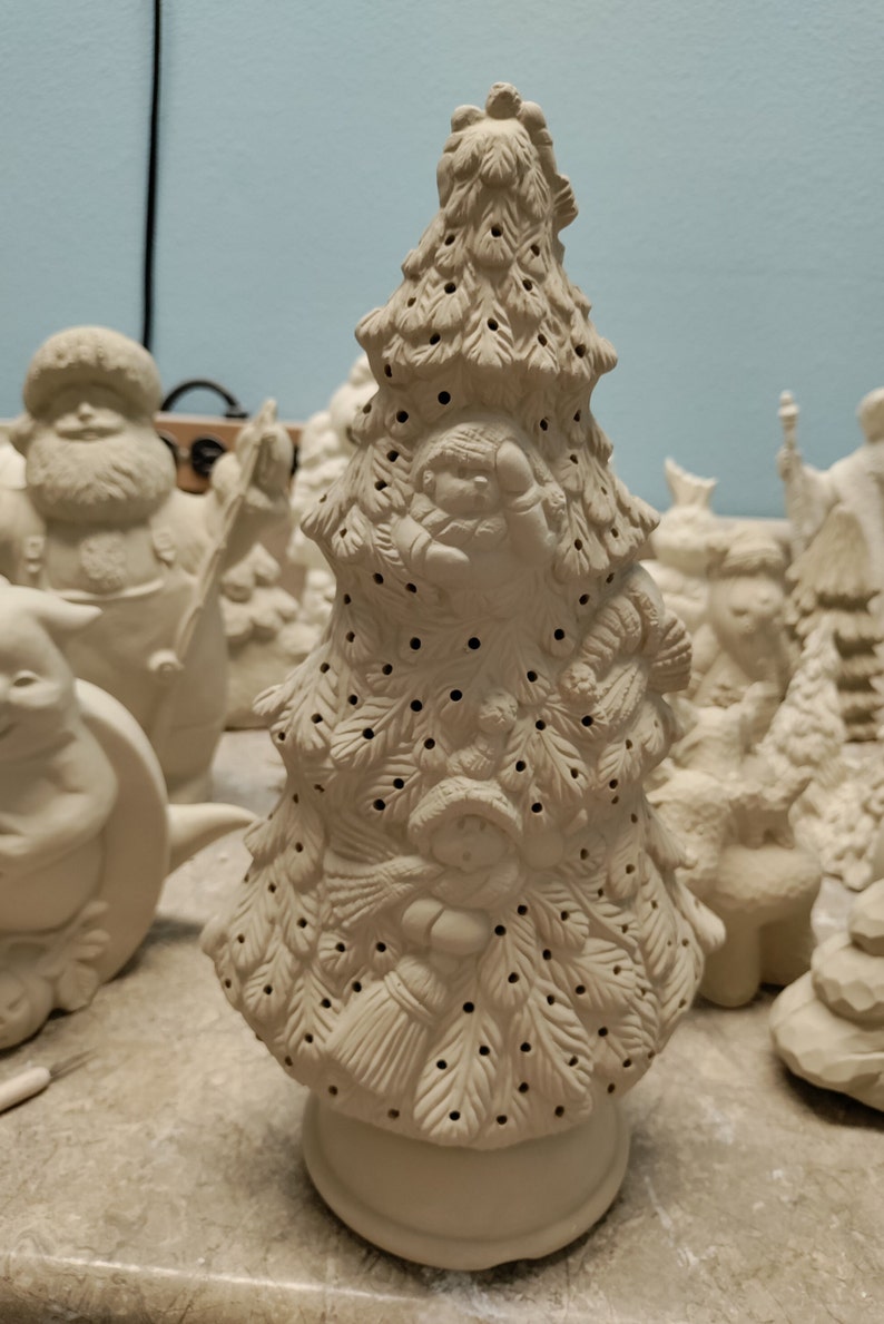 Snowmen Tree Ceramic Bisque Ready to Paint Etsy