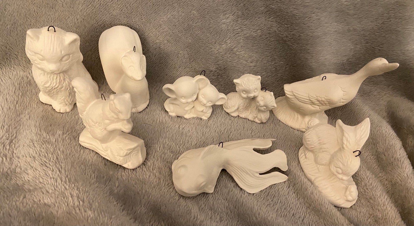 Ceramic bisque animal ornament set of 8 ready to paint Etsy