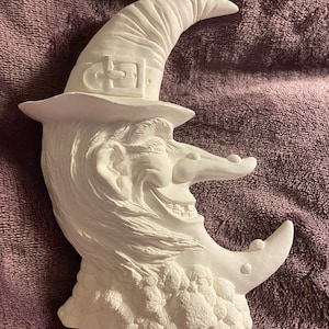 Ceramic bisque witch moon ready to paint