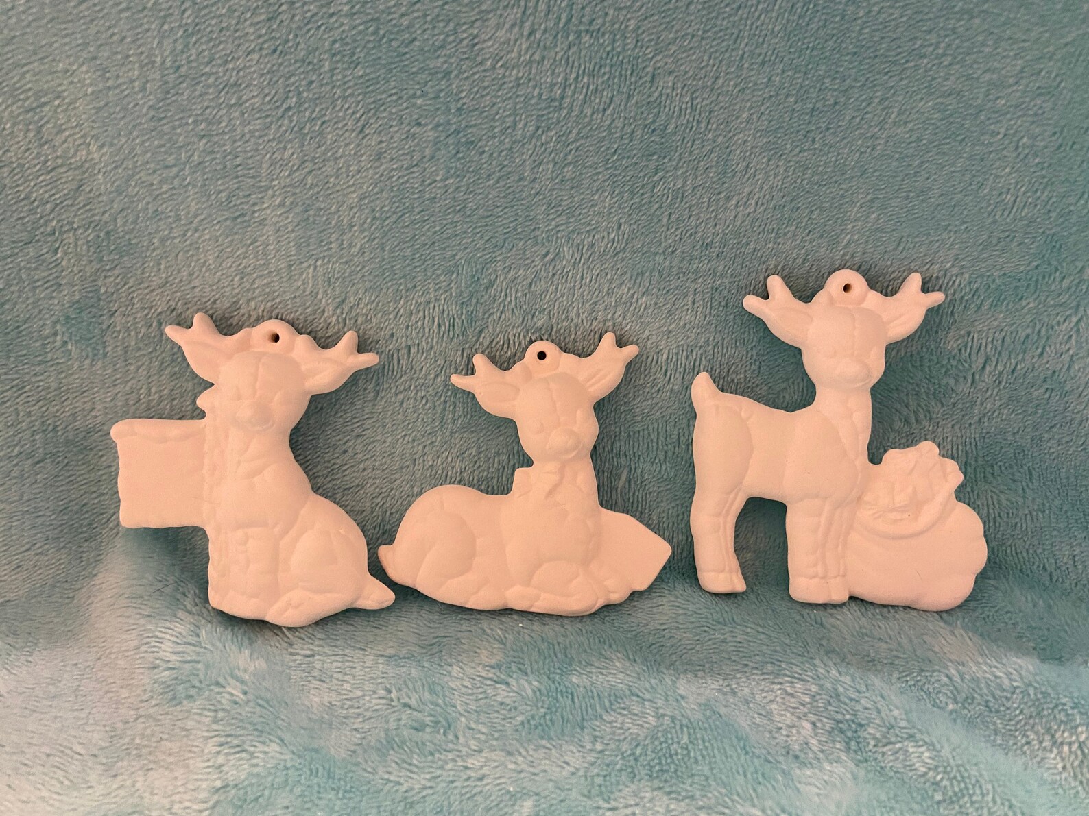 Ceramic bisque Christmas ornament reindeer set ready to paint Etsy