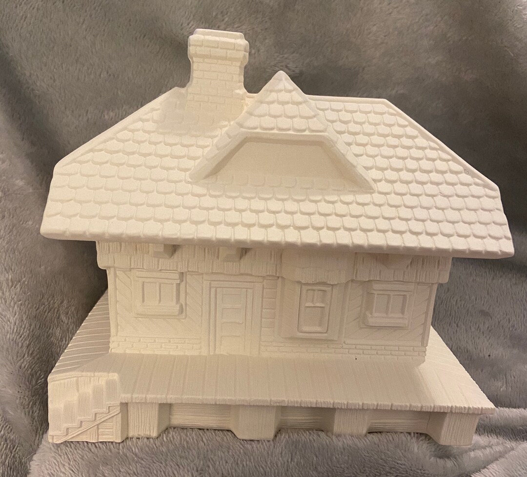 Ceramic Bisque Christmas Village Train Station Ready to Paint Etsy