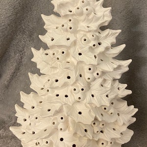 Ceramic bisque holly tree Christmas ready to paint