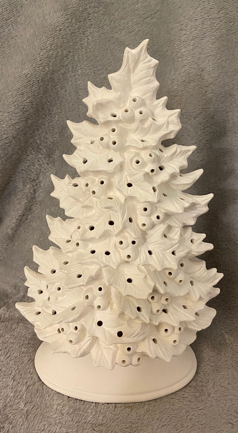 Ceramic Bisque Holly Tree Christmas Ready to Paint Etsy