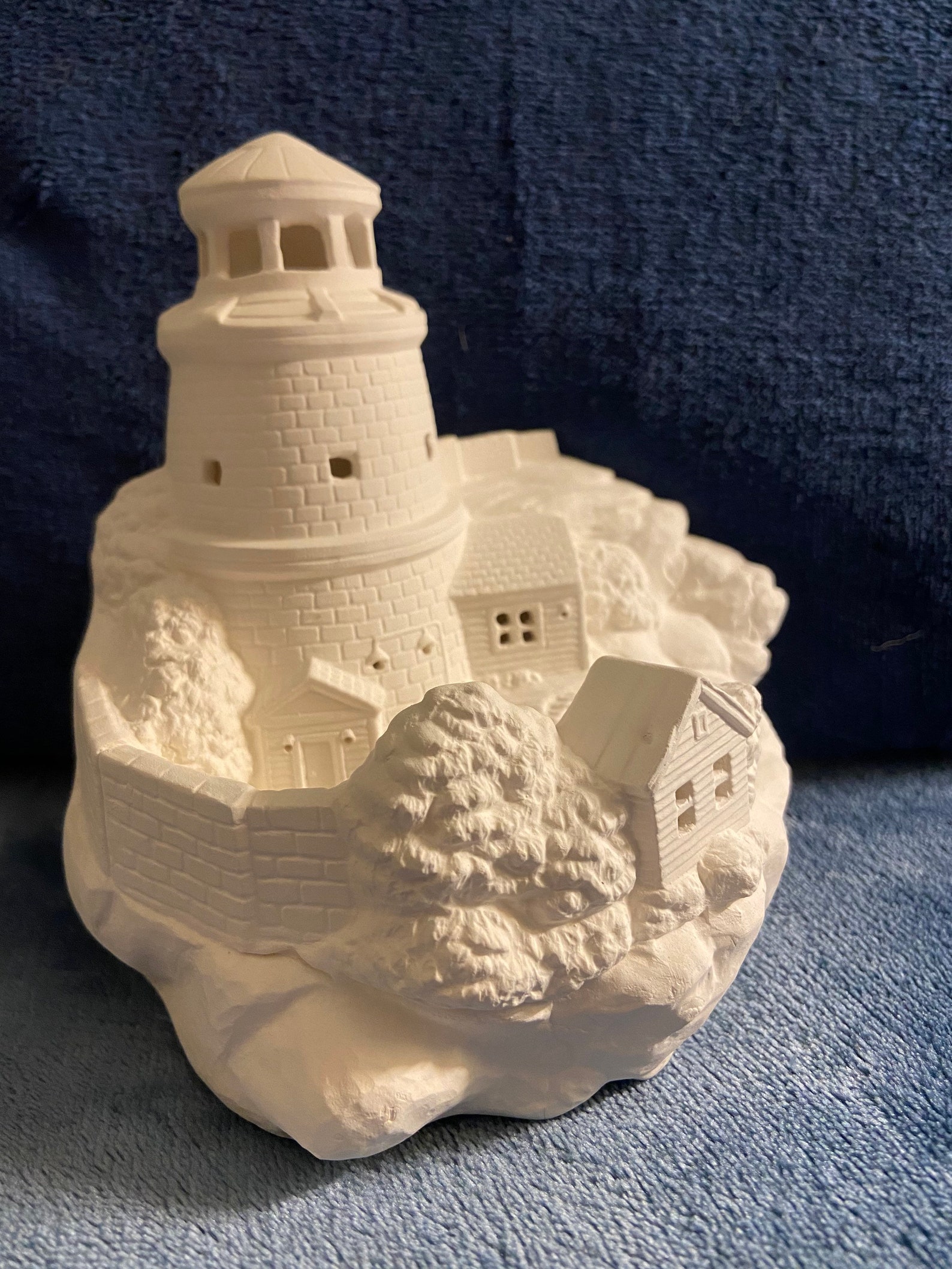 Ceramic bisque Small Christmas village lighthouse ready to Etsy