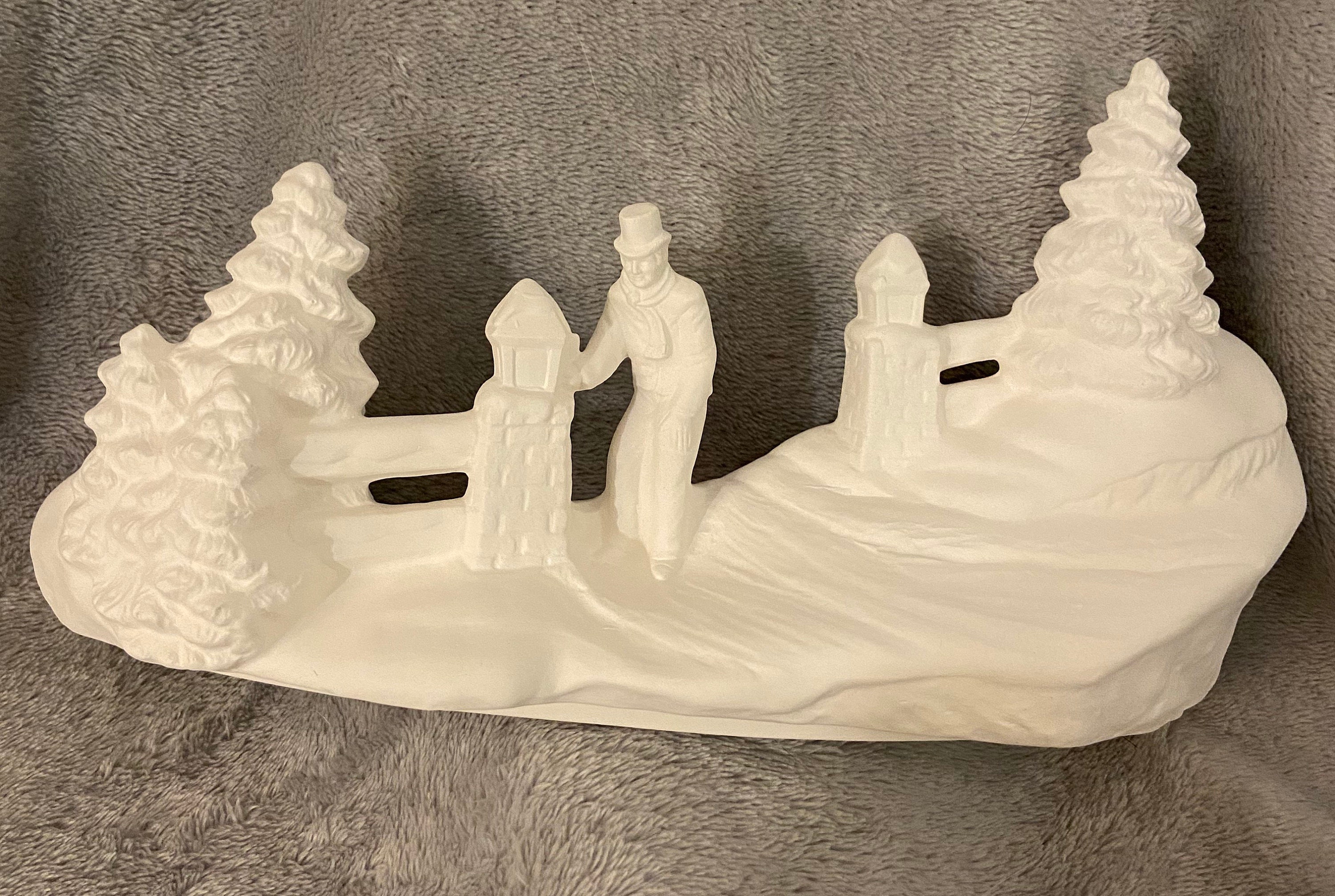 Ceramic bisque Christmas village lamp lighter ready to paint Etsy