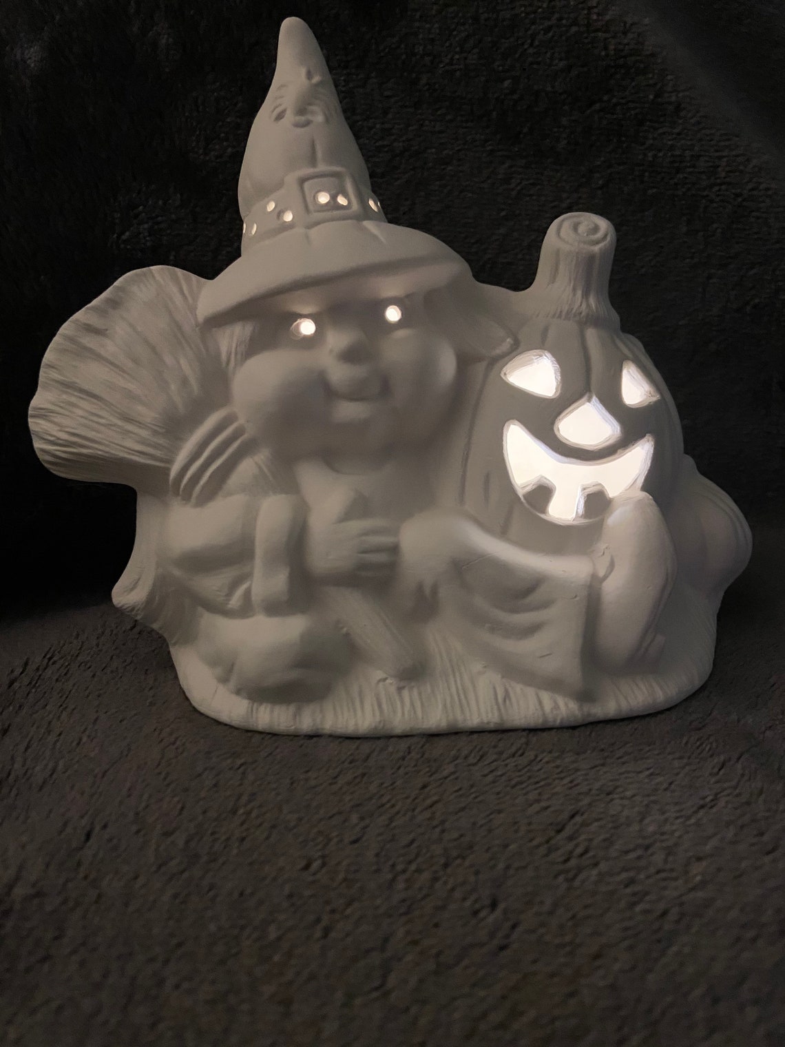 Ceramic Bisque Halloween Witch With Pumpkin Ready to Paint Etsy