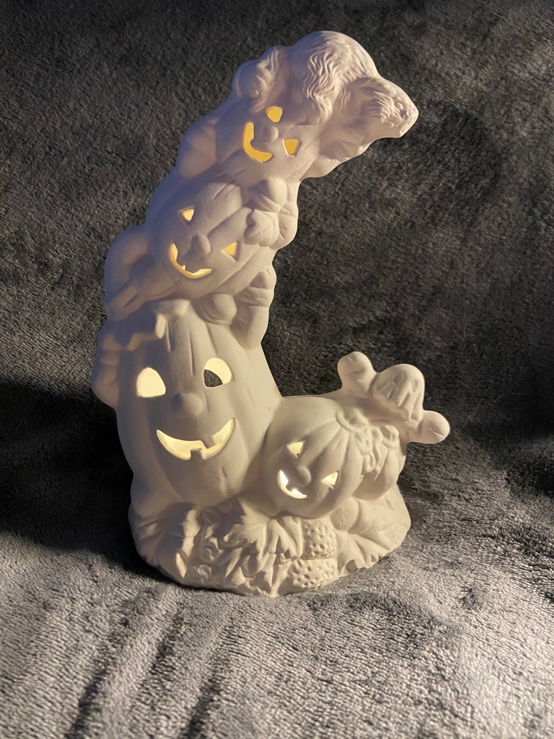 Ceramic Bisque Halloween Stack of Pumpkins Ready to Paint Etsy