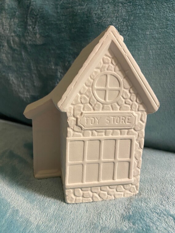 Ceramic bisque Christmas village toy store ready to paint Etsy
