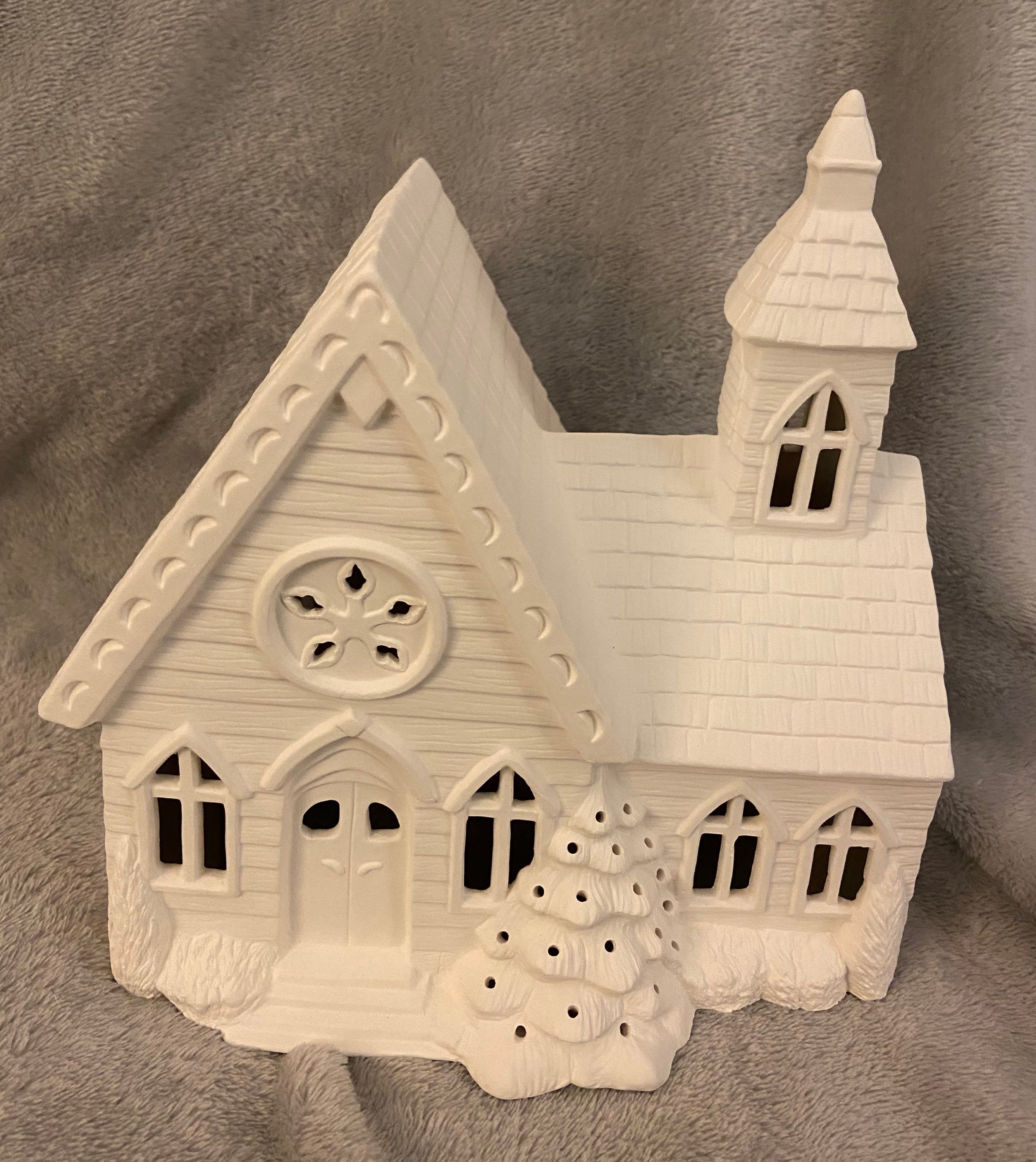 Ceramic Bisque Christmas Village Church Ready to Paint Etsy Canada