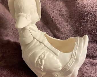 Ceramic bisque mother goose planter or dish or scrubby ready to paint