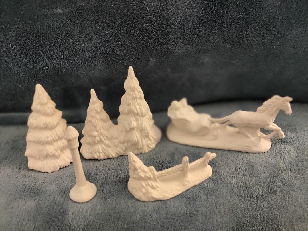 Ceramic Bisque Christmas Village Pieces Ready to Paint Etsy
