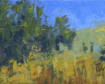 Original Painting Wall Art, Nature Landscape, The Four Seasons - Summer, Acrylic Impressionism Knife, Horizontal 4 X 6 X 1.4