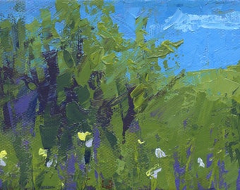 Original Painting Wall Art, Nature Landscape, The Four Seasons - Spring, Acrylic Impressionism Knife, Horizontal 4 X 6 X 1.4