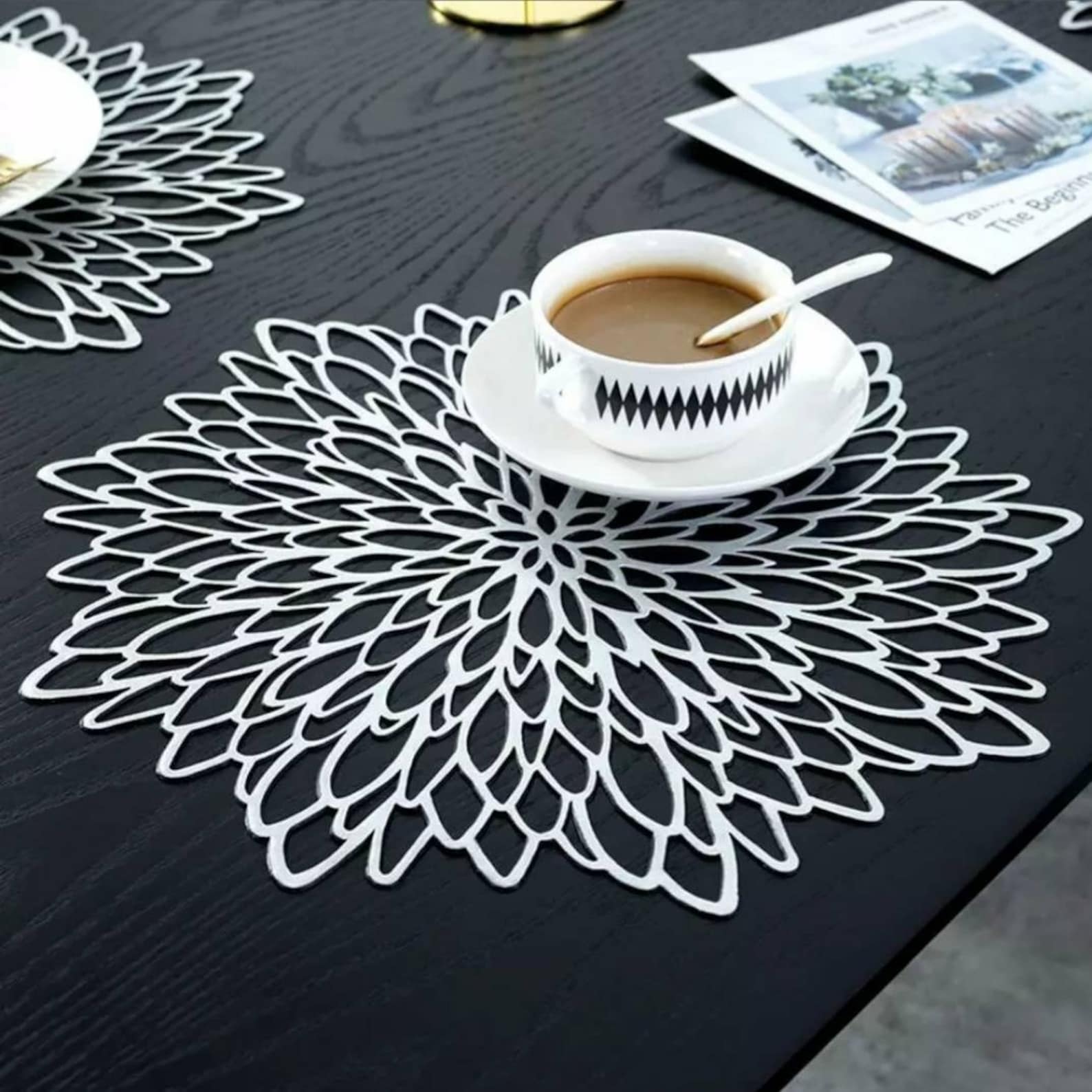 Set of 4 Silver Placemats/Christmas Placemats/Holiday Etsy