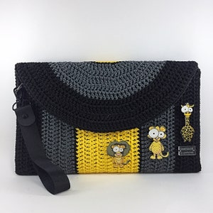 Handmade/crochet black bag /crochet handbag/clutch